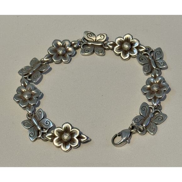 James Avery Retired HTF Silver Butterflies In Bloom Flower Bracelet 7 3/4” - Picture 2 of 14